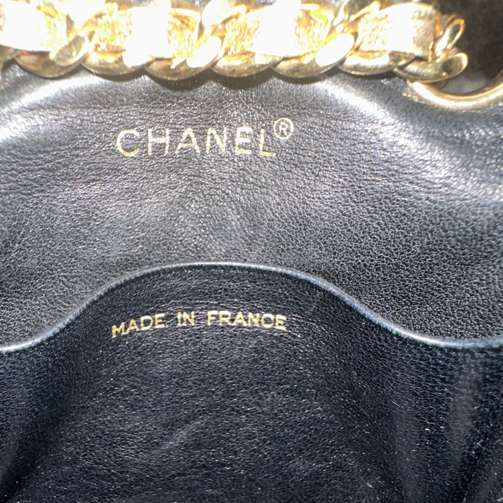CHANEL Vintage Leather Classic Flap Micro Bag Pouch in Gold - Picture 13 of 16